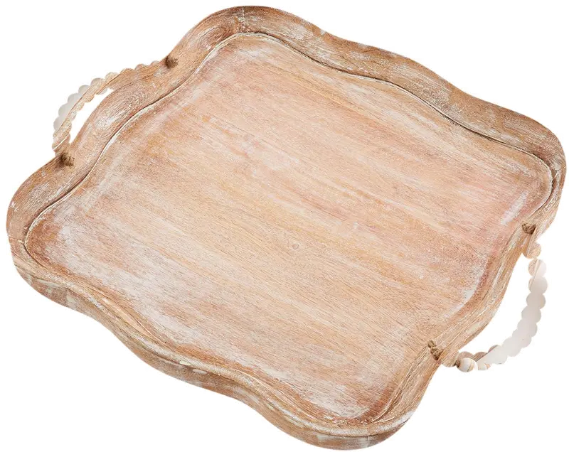 Brown Scallop Tray with Beaded Side Handles