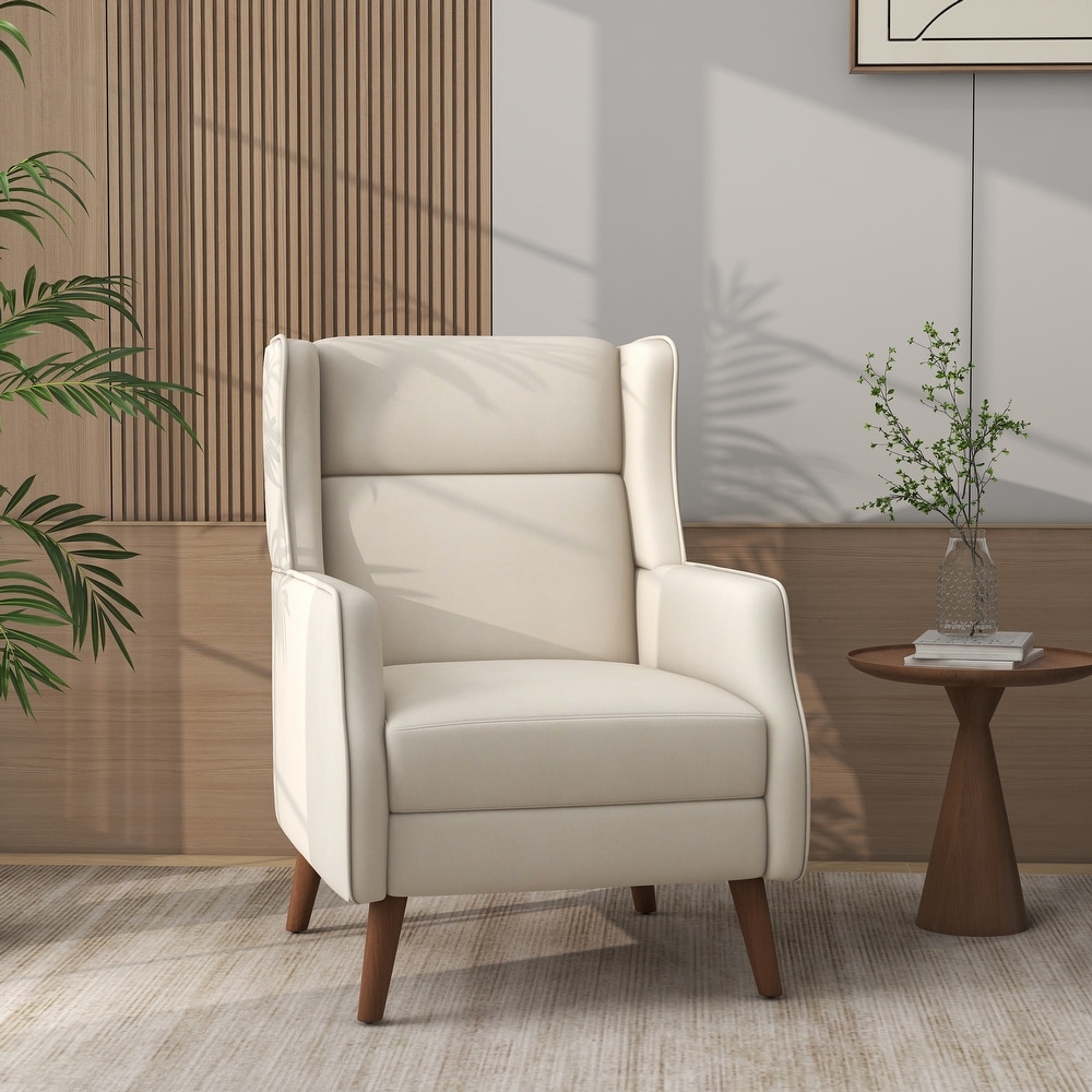 Modern High Back Cotton Linen Accent Chair