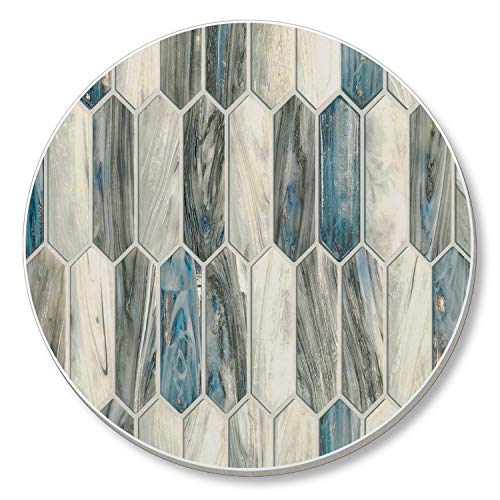 CounterArt Glass Mosaic Gray Round Single Absorbent Stone Tumbled Tile Coaster 1 Pack