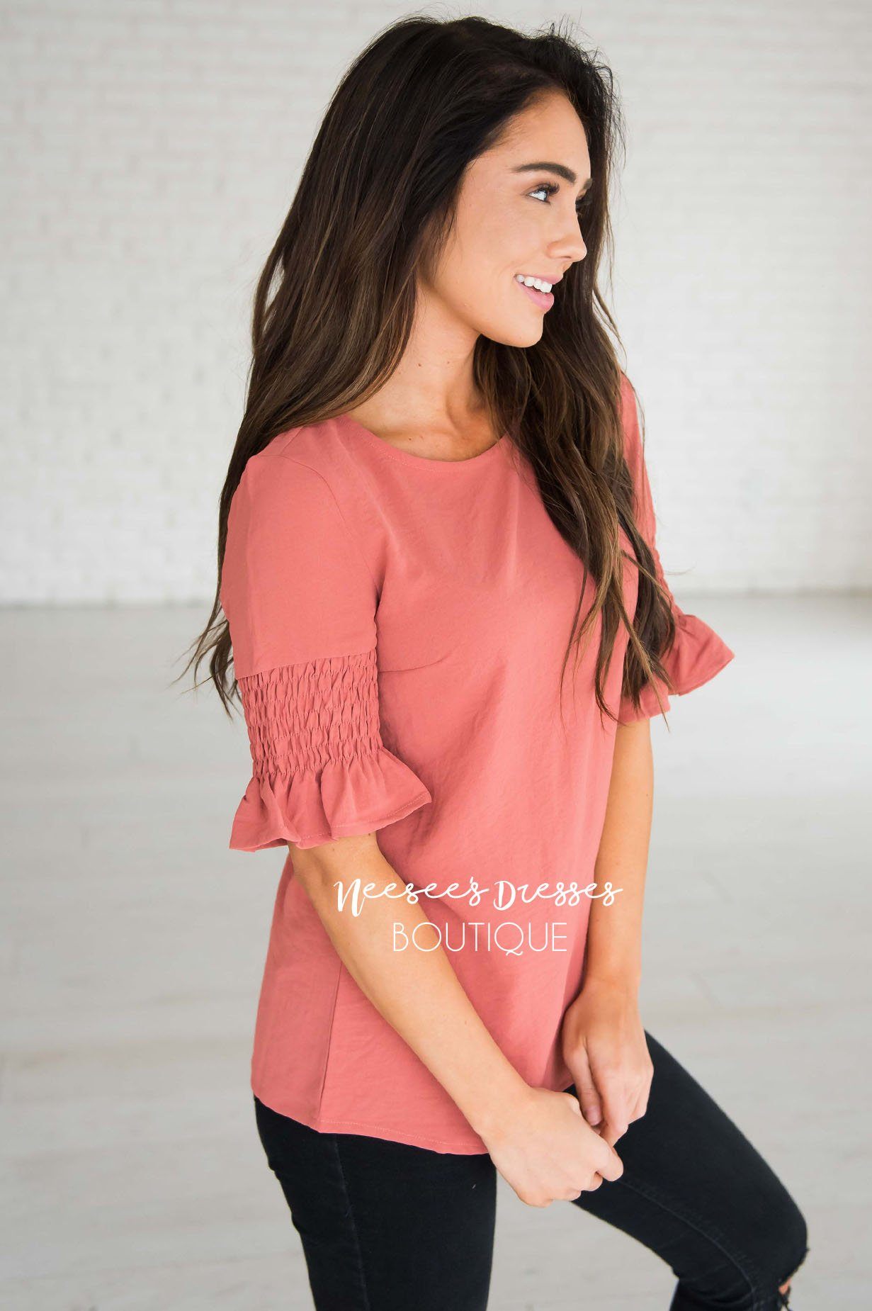 Something New Gathered Sleeve Top