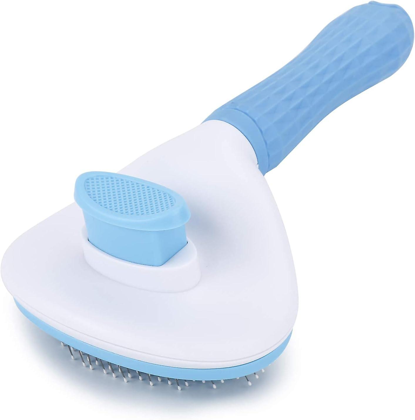 Self Cleaning Slicker Brush， Dog Cat Bunny Pet Grooming Shedding Brush - Easy To Remove Loose Undercoat， Pet Massaging Tool -blue