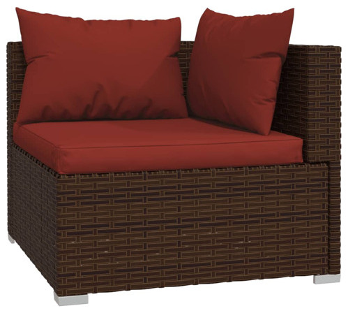 vidaXL Patio Lounge Set Outdoor Sectional Sofa Set 7 Piece Brown Poly Rattan   Tropical   Outdoor Lounge Sets   by vidaXL LLC  Houzz