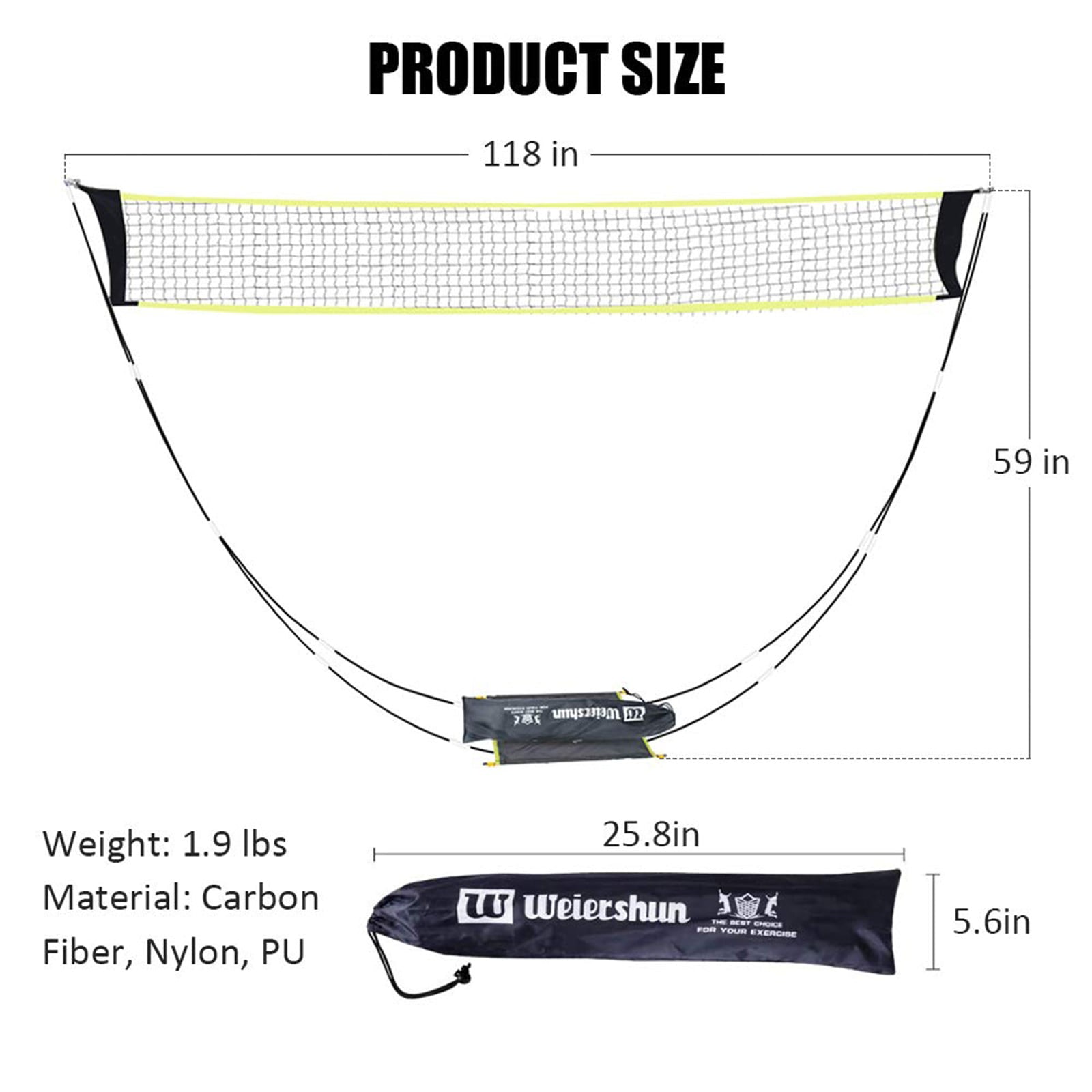 Portable Badminton Training Net Sports Net for Volleyball Badminton Court Beach