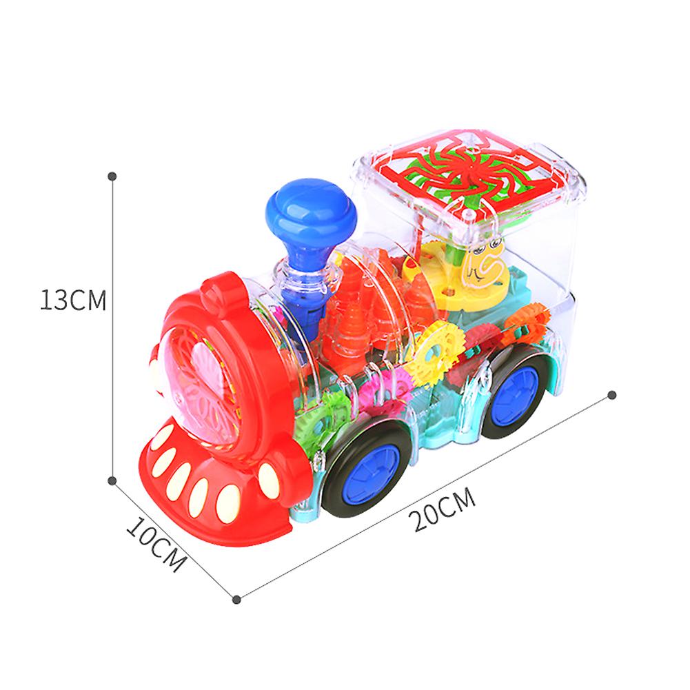 Electric Train Toy With Music Light Transparent Gear Universal Wheel Small Train Children Toy