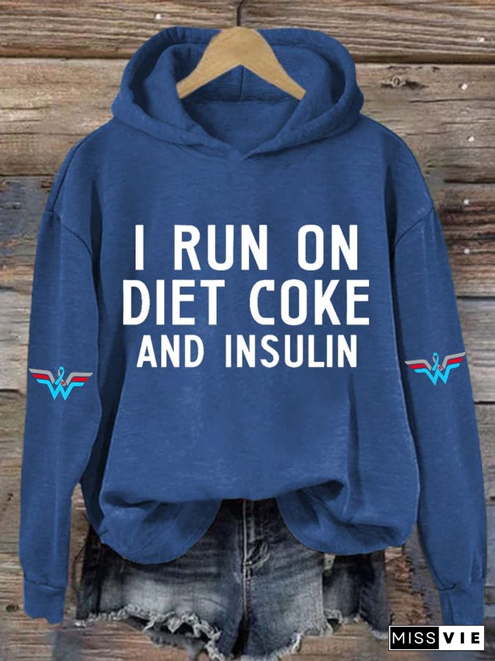 Women's Casual I Run On Diet Coke And Insulin Printed Hooded Sweatshirt