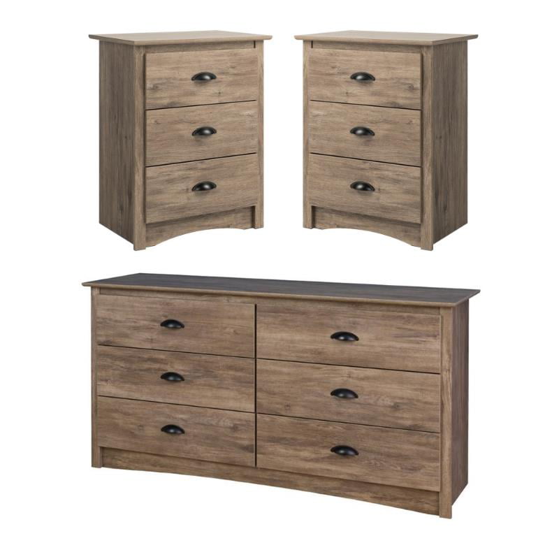 Home Square 3-Piece Set with 2 3-Drawer Nightstands & 6-Drawer Dresser