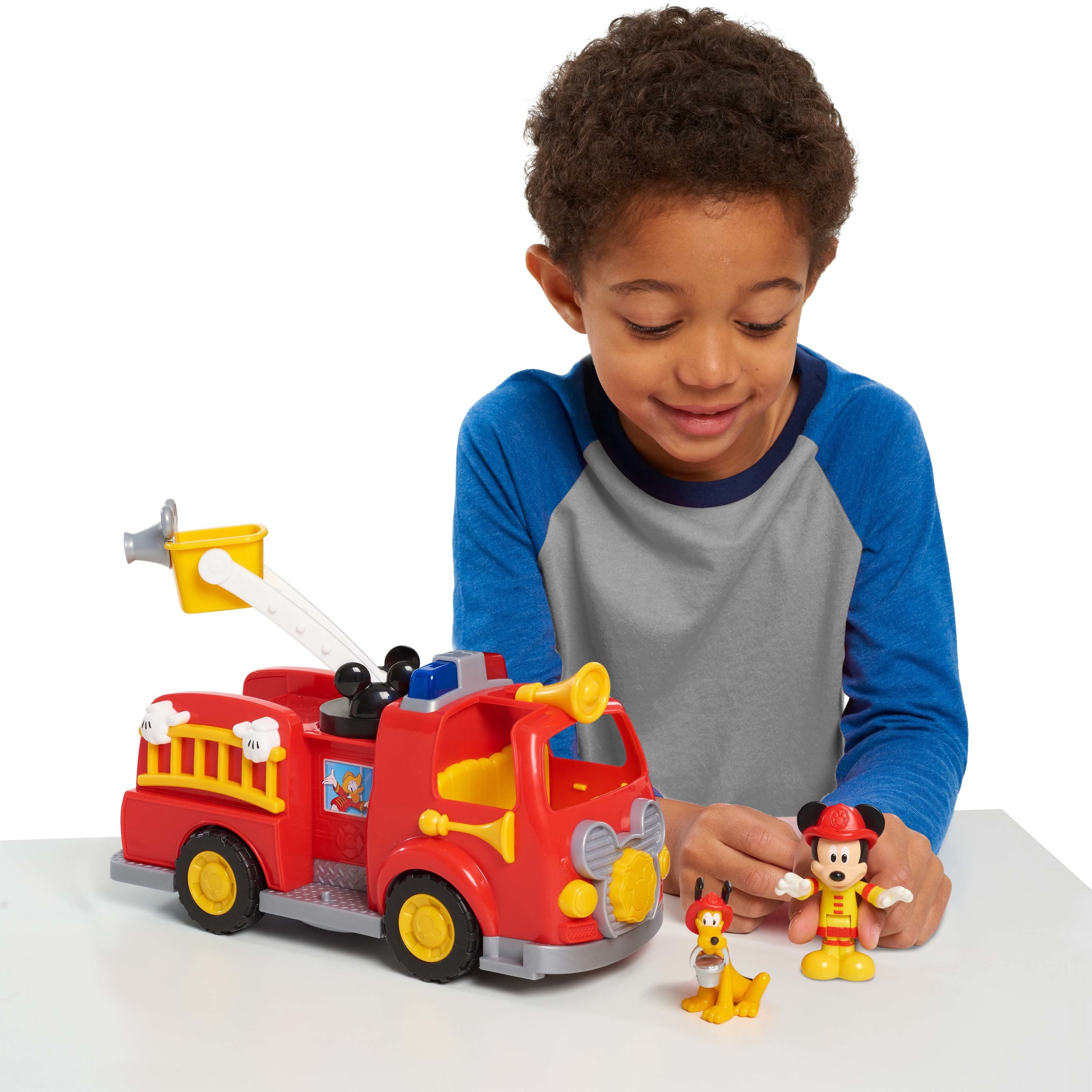 Disney’s Mickey Mouse Mickey’s Fire Engine， Figure and Vehicle Playset， Lights and Sounds， Officially Licensed Kids Toys for Ages 3 Up， Gifts and Presents