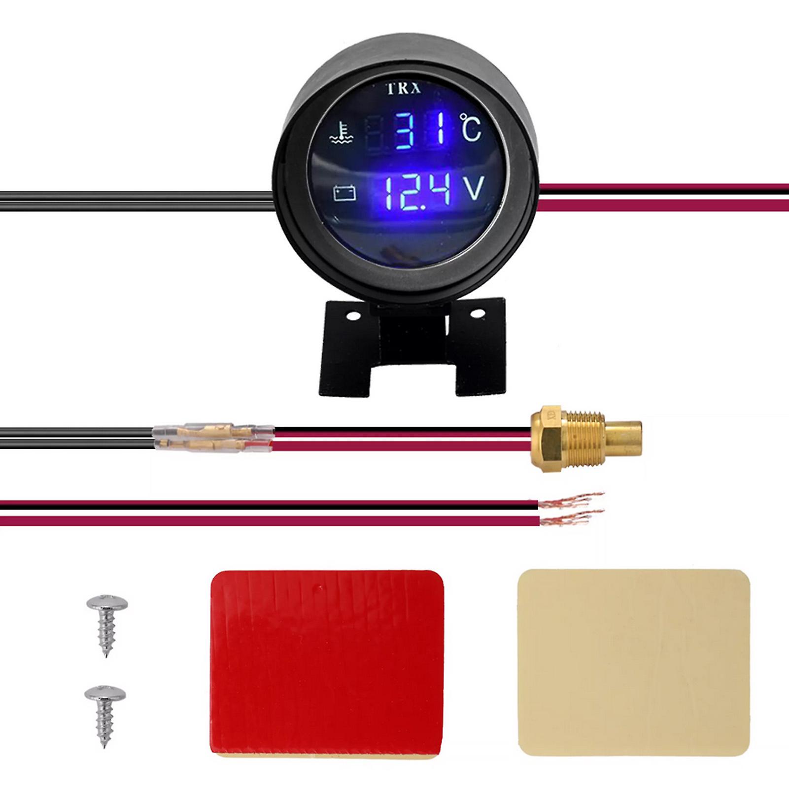 Black 2 In 1 Leds Digital Car Truck Water Temp Gauge Temperature Sensor Temperatura Moto + Voltmeter Volt Voltage Meter 12v/24v