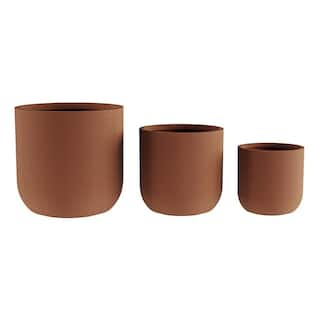 Earth Worth Large 15.4 in. Brown Fiber Clay Planter (Set 3-Piece) 578798FDS