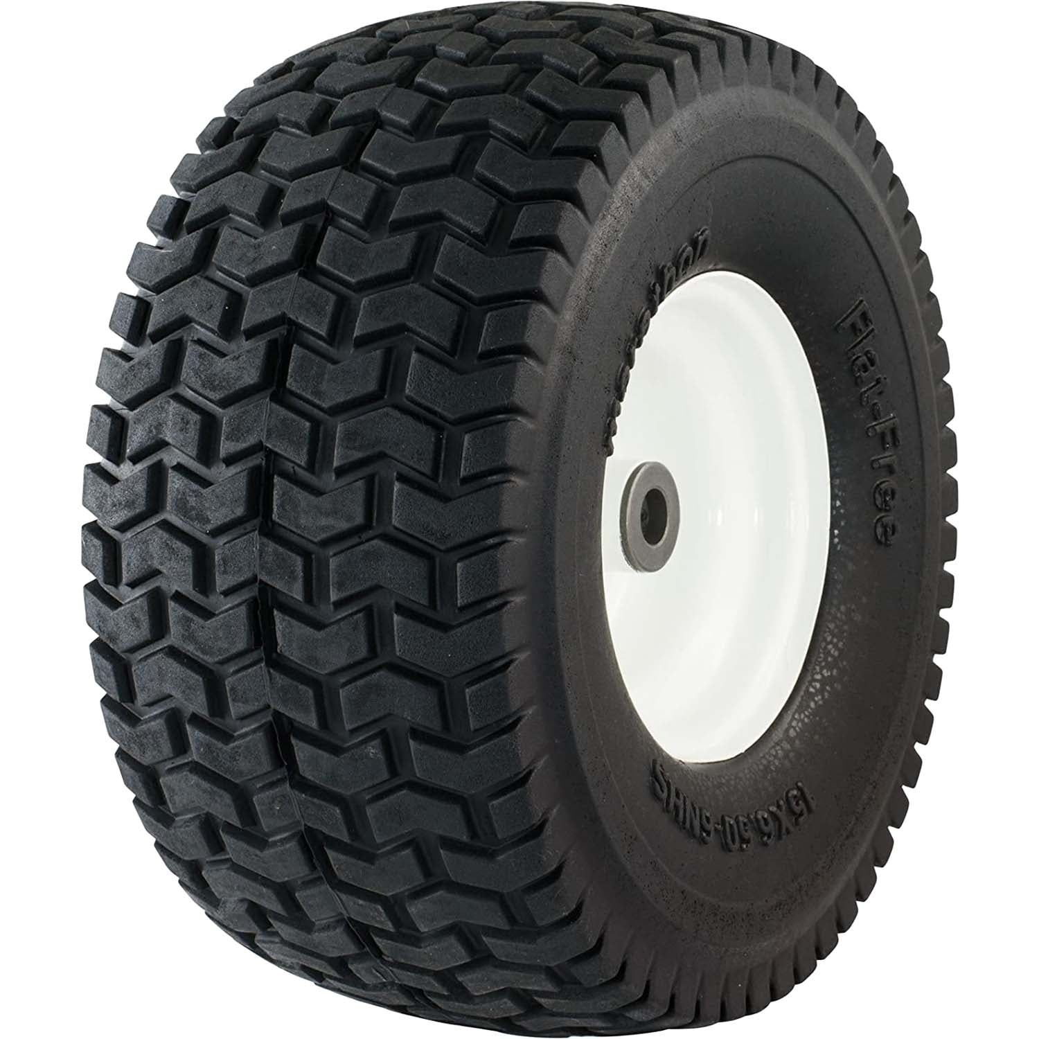 Marathon 30426 Flat Free Turf Lawn and Garden Tire on Rim 15x6.50-6