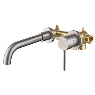 FORCLOVER Single-Handle Wall Mount Bathroom Faucet in Brushed Nickel DRMONM-02BN