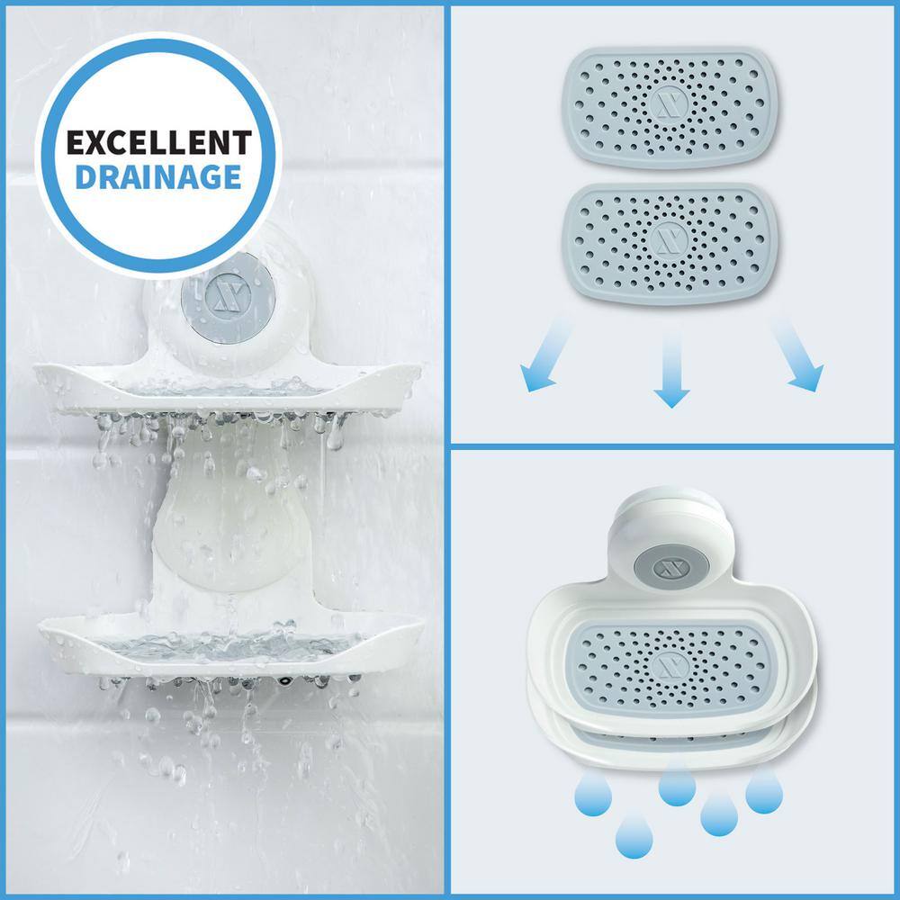 SlipX Solutions Suction Cup Double Soap Saver in White 14015-1