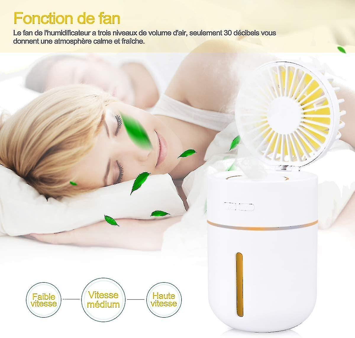 400ml Mini Air Humidifier With Fan， Usb Rechargeable Portable Fan Air Conditioner Purifier