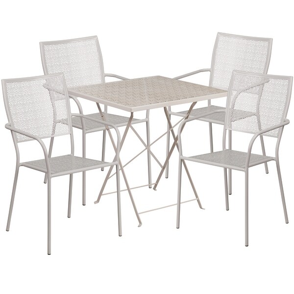 28-inch Square 5-piece Indoor/ Outdoor Folding Table and Chairs Set -  - 27415337