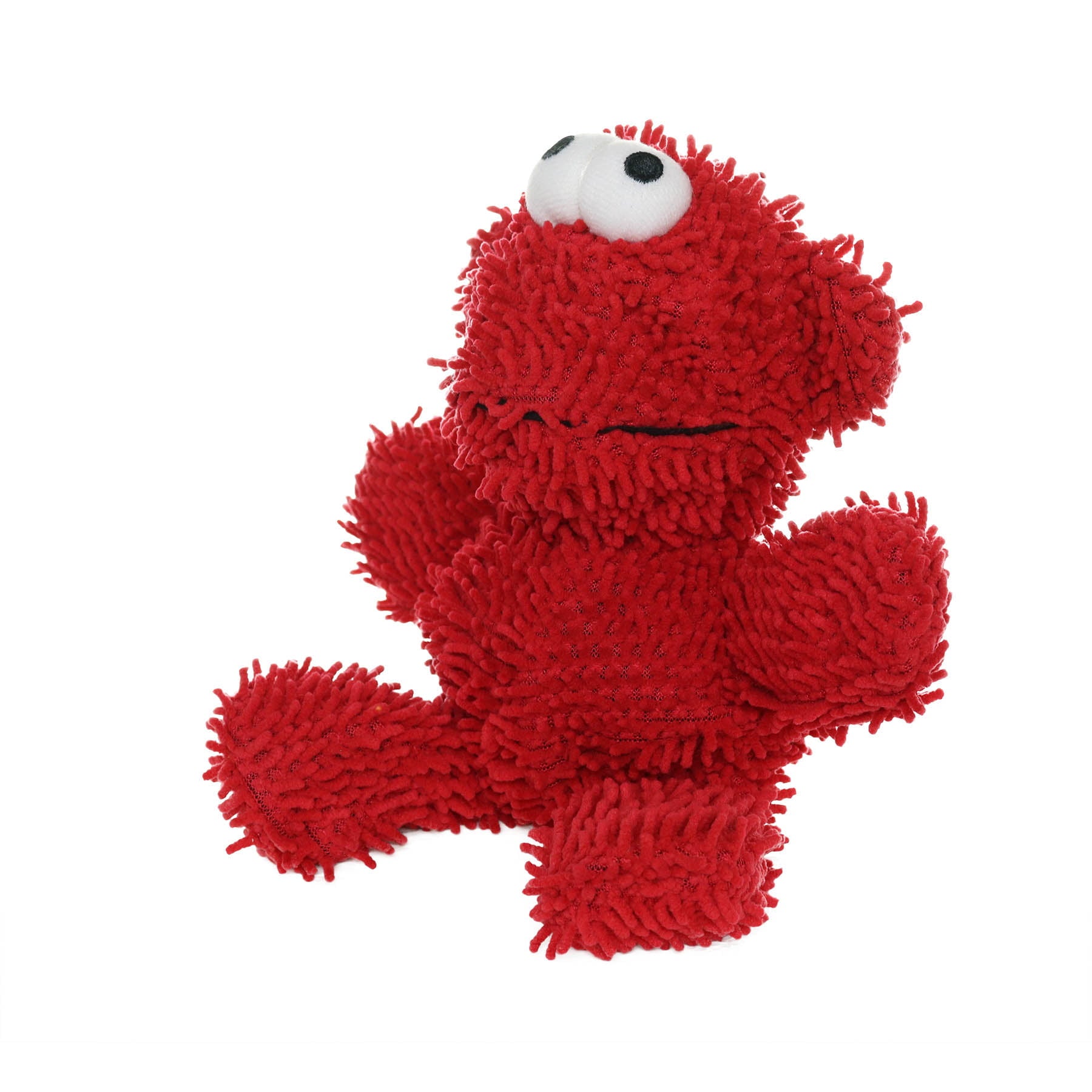 Mighty Microfiber Ball Monster Dog Toy， Made with Squeaker Balls， Minimal Stuffing， Red