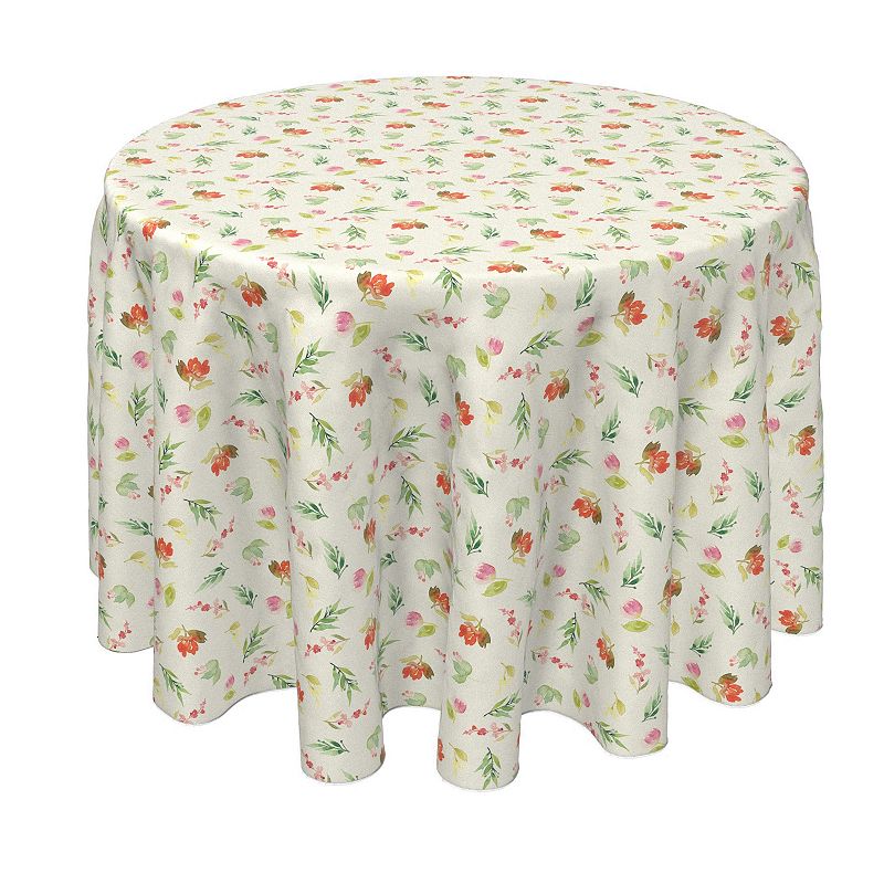 Round Tablecloth， 100% Polyester， 60 Round， Painted Petals