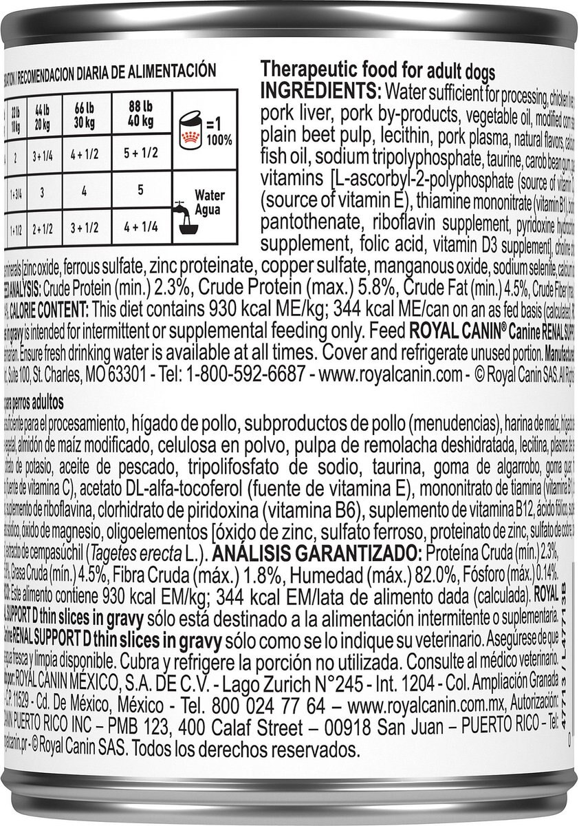 Royal Canin Veterinary Diet Adult Renal Support D Thin Slices in Gravy Canned Dog Food