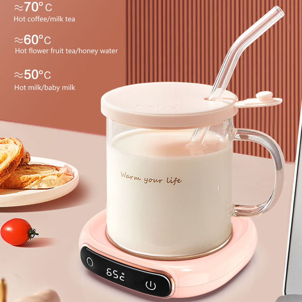 Zexumo Smart Coffee Cup Warmer Electric Mug Heater for Milk Tea Food Portable Heating Coaster 3 Gear Settings Auto-off Cup Warming Pad