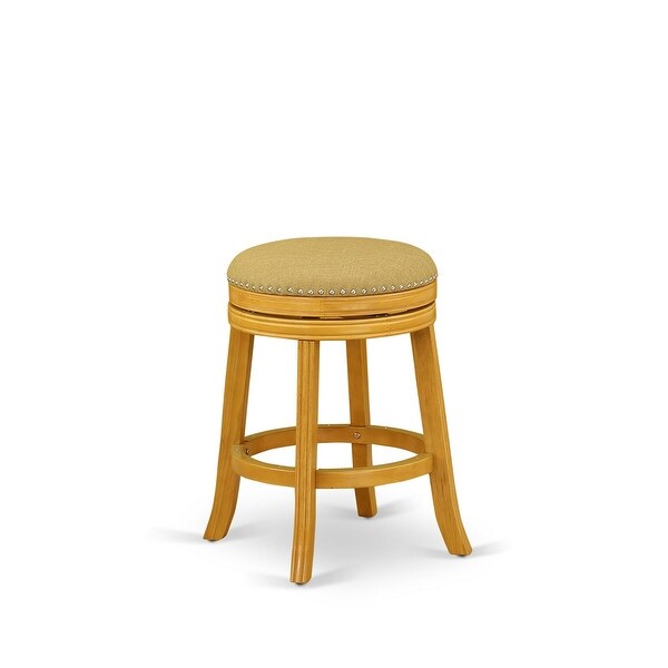 East West Furniture Devers Swivel Backless Barstool 24'' Seat Height And Pu Leather Roast (Color Options Available)