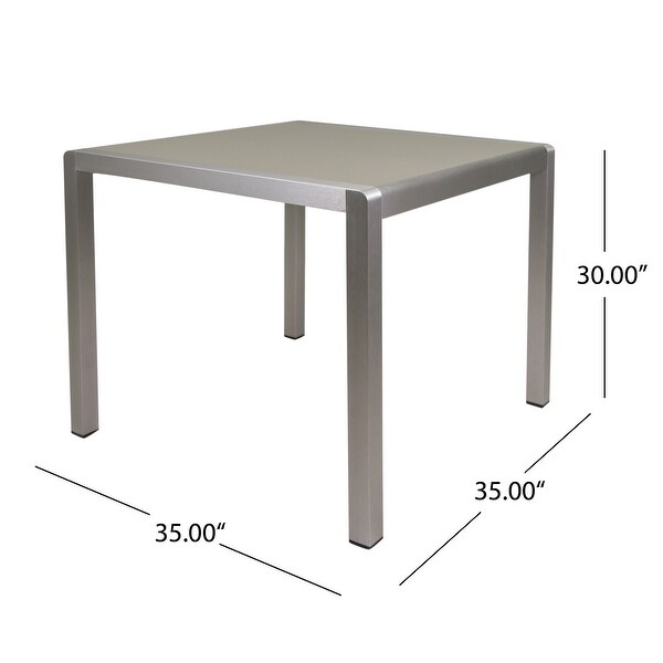 Outdoor Dining Table Anodized Aluminum Tempered Glass Table Top Square