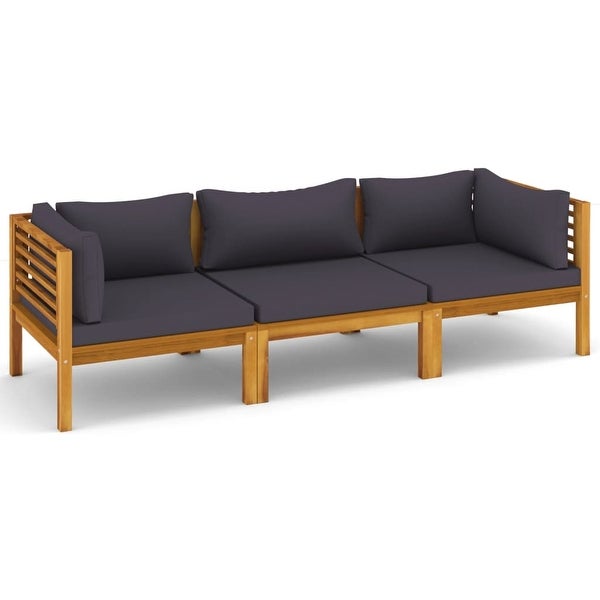 3-Seater Patio Sofa with Cushion Solid Acacia Wood - Overstock - 36196023