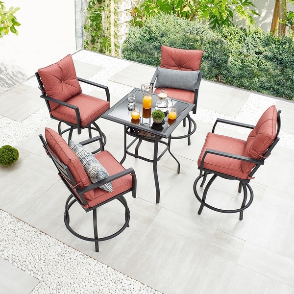 Patio Festival 5Piece Outdoor High Swivel Chair Dining Set