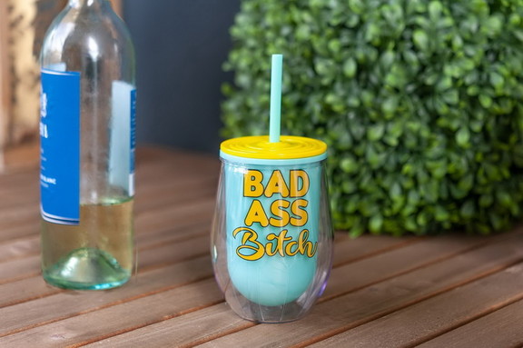 Just Funky Bad Ass Bitch Plastic Wine Tumbler Cup ...