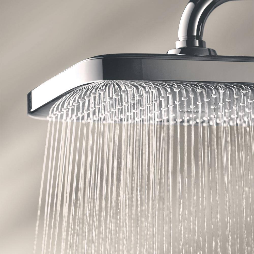 GROHE Tempesta 1-Spray Patterns with 1.75 GPM 10 in. H Cube Wall Mount Rain Fixed Shower Head in StarLight Chrome 26718000