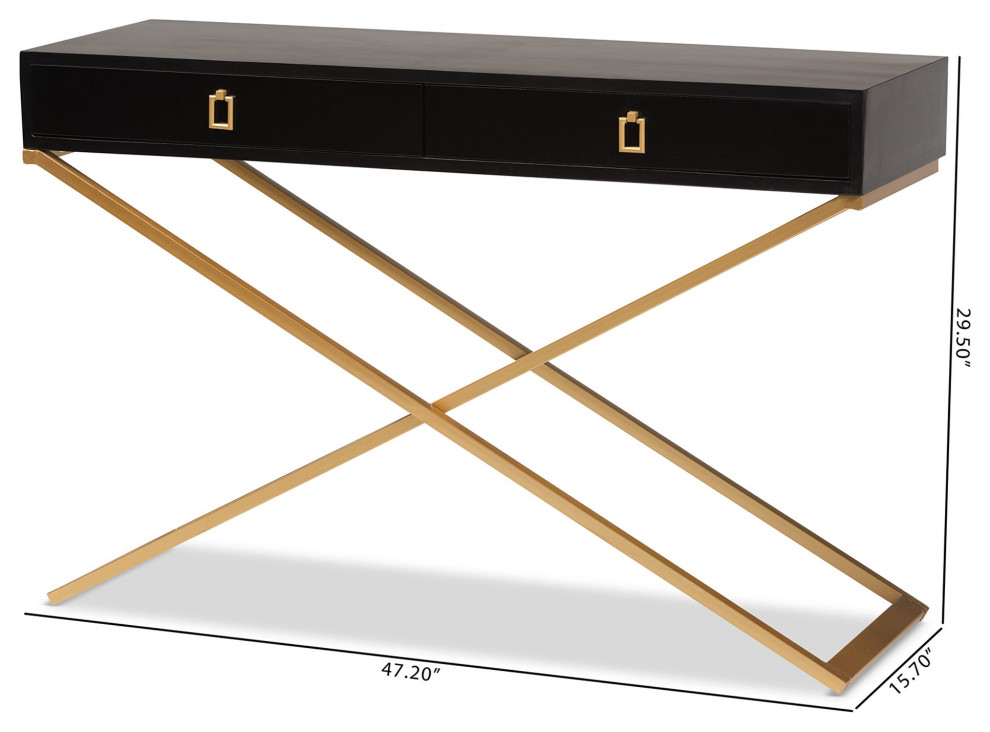 Contemporary Console Table  Criss Cross Legs  ampDrawers With Golden Pulls   Contemporary   Console Tables   by Decor Love  Houzz