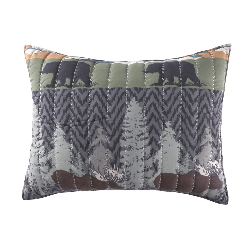 Greenland Home Black Bear Lodge Quilt and Pillow Sham Set