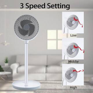 Tidoin White 10 in. 3-Speed Stand Pedestal Fan for IndoorOutdoor with 3 Modes 15 Hours Timer and 70 Oscillating Circulating DHS-YDHI-WRC