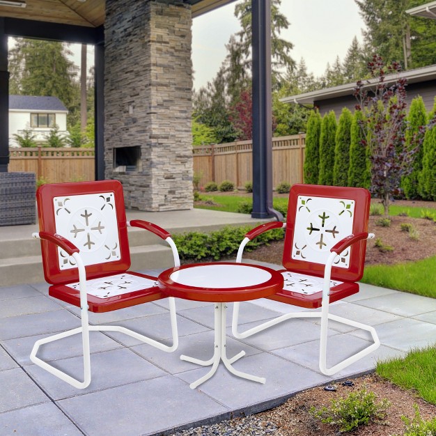 Outdoor Retro Tulip Side Table Red And White