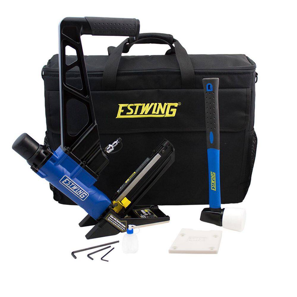 Estwing Pneumatic 2-in-1 15.5-Gauge and 16-Gauge 2 in. Flooring Nailer and Stapler with Bag EFL50Q