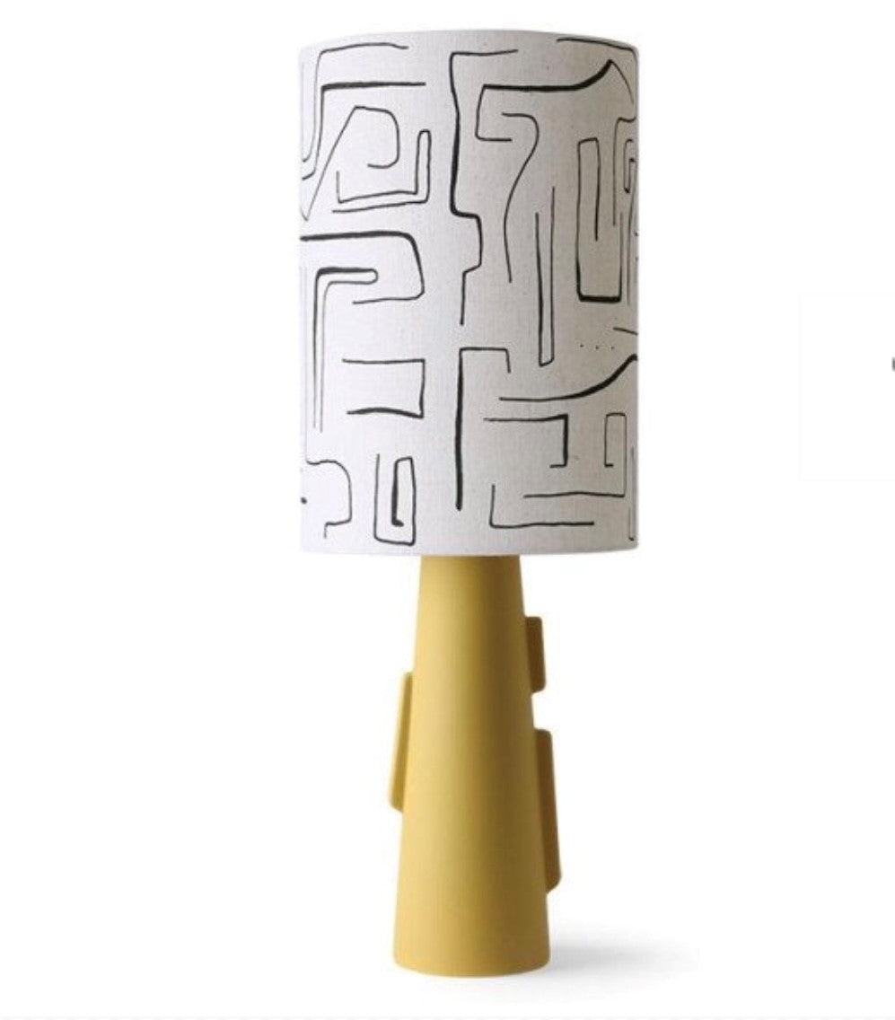 Mustard yellow table lamp - printed shade