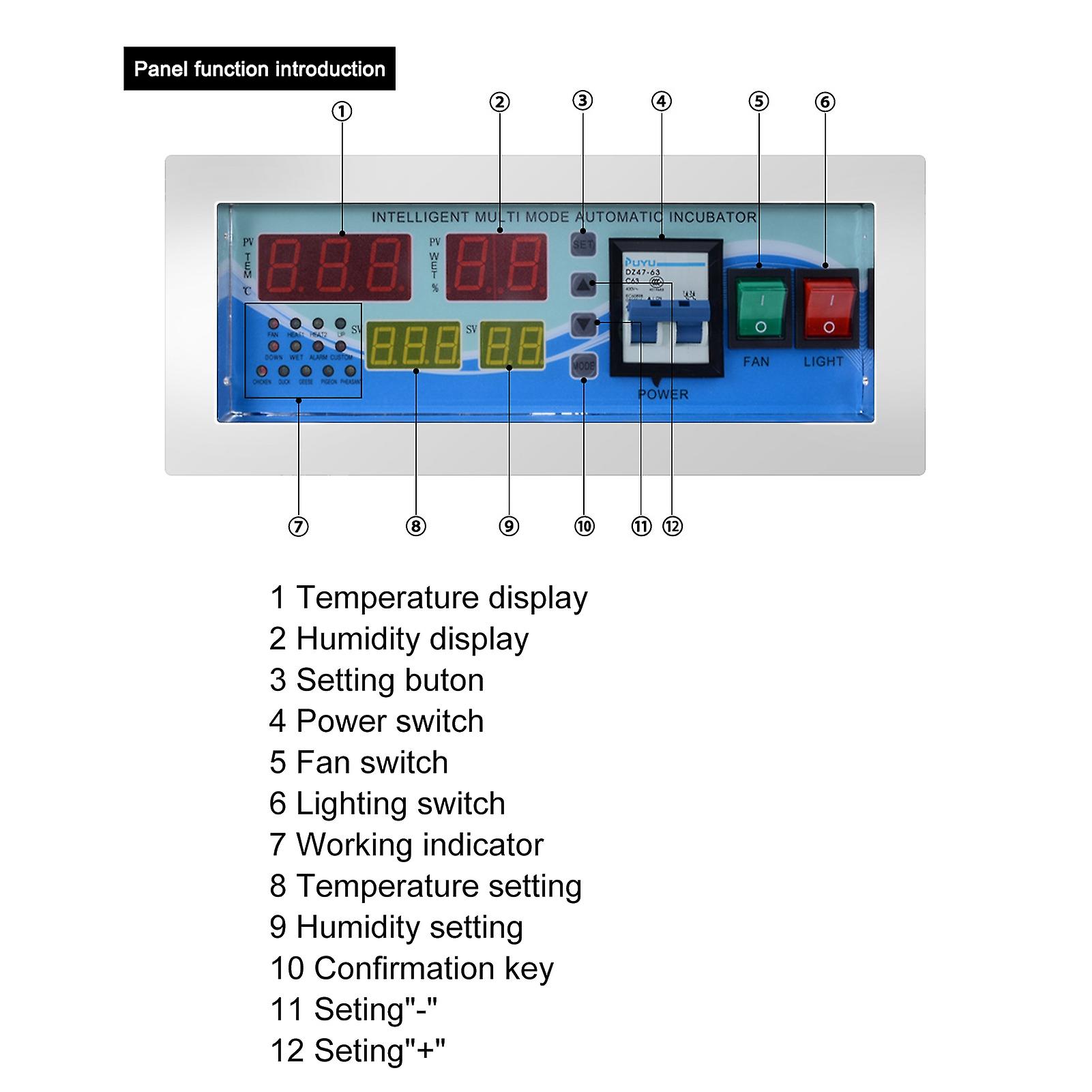 Digital Egg Incubator Controller With Lcd Screen And High Accuracy Temperature And Humidity Control For Poultry Eggs