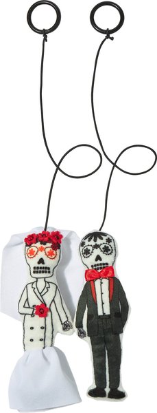 Frisco Sugar Skull Bride and Groom Bouncy Cat Toy with Catnip， 2 count