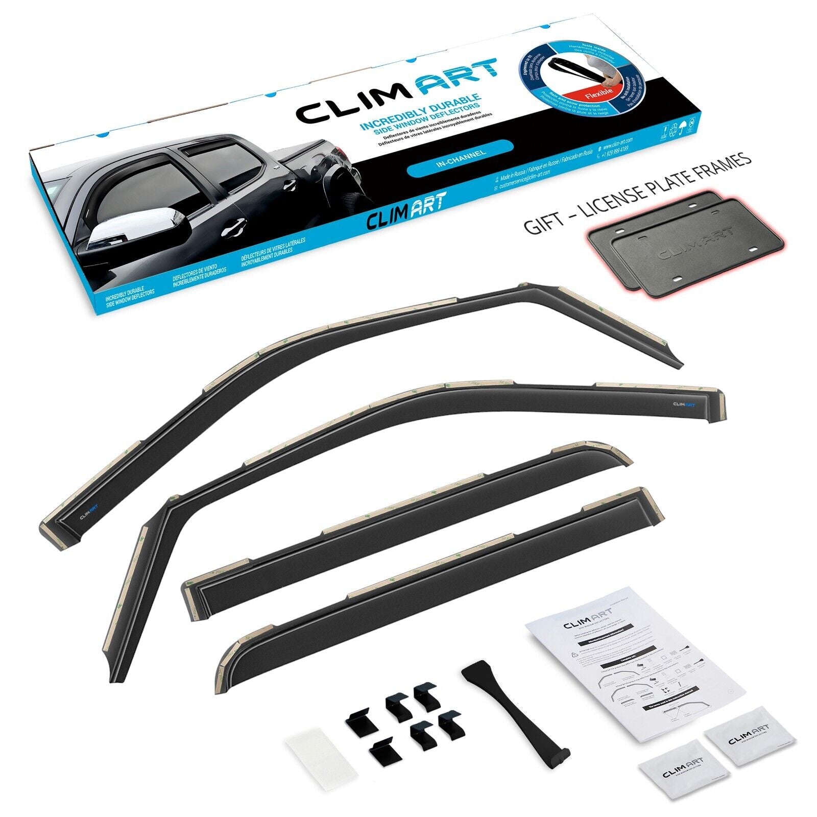 CLIM ART in-Channel Incredibly Durable Rain Guards for Ford F150 2015-2020 SuperCrew， Original Window Deflectors， Vent Deflector， Vent Window Visors， Dark Smoke Truck Accessories， 4 pcs- 615010LP