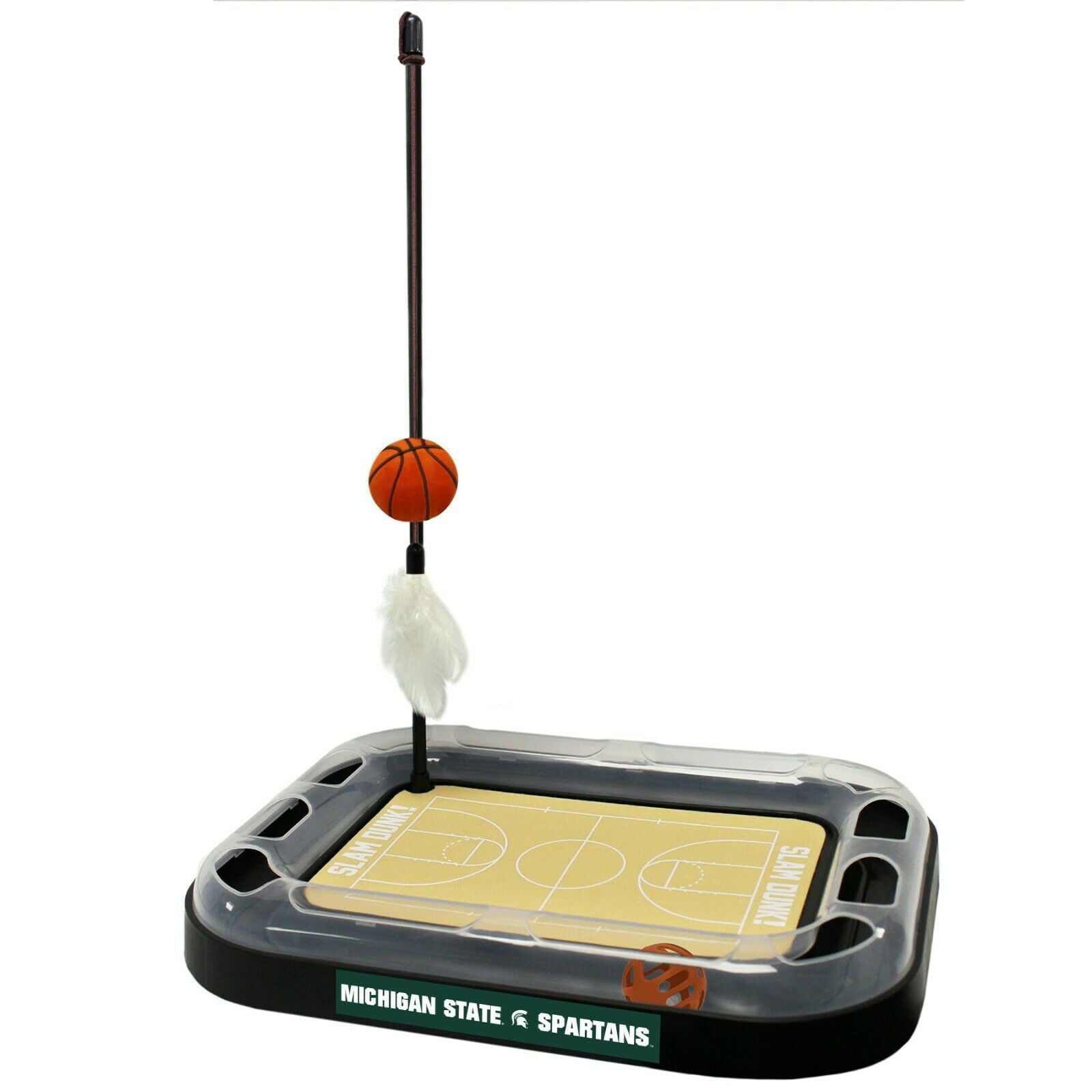 NCAA Michigan State Spartans CAT Scratcher Mat Toy with Catnip Plush and Feather Cat Toy 5-in-1 Kitty Toy