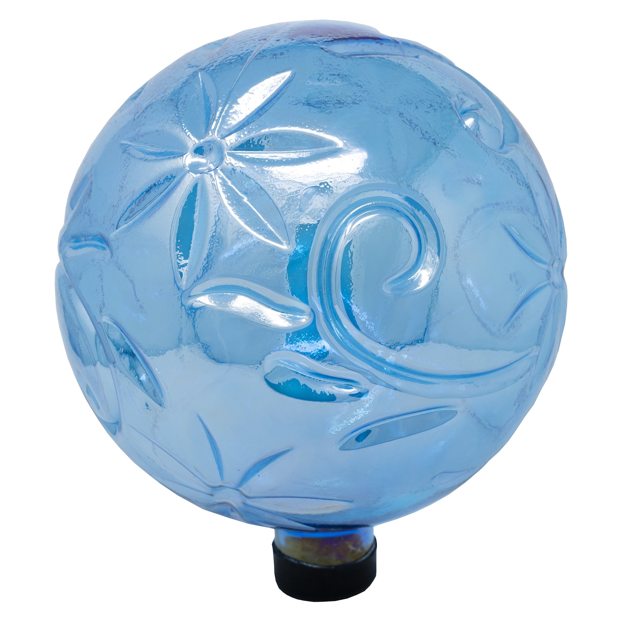 Gardener's Select GSA14BFG03 10 Blue w/ Flowers Glass Gazing Globe