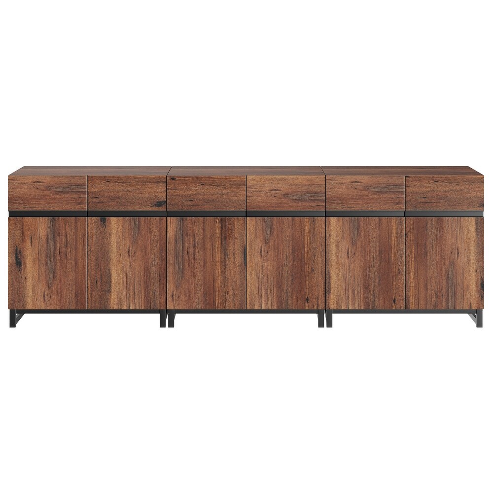 WAMPAT Modern TV Stand with Storage Cabinets for Living Room Bedroom Brown