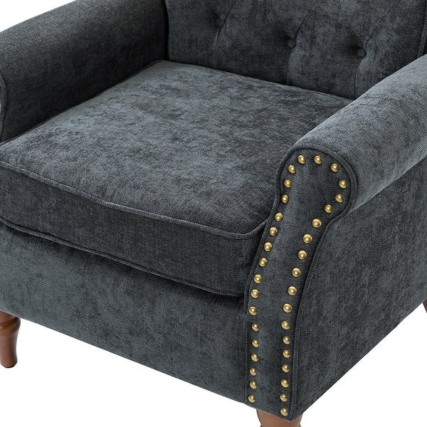 Indiges Transitional Comfy Nailhead Accent Arm Chair with Tufted Back by HULALA HOME