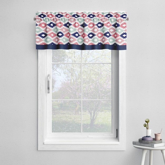 Bacati Emma Aztec Print Coral mint navy Window Valance