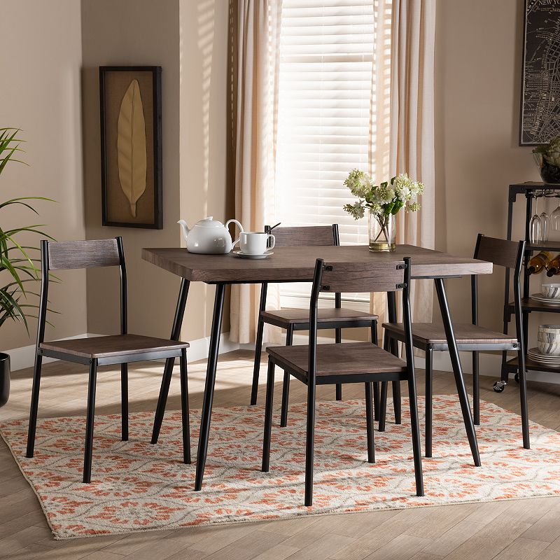 Baxton Studio Mave Dining Table and Chair 5-piece Set