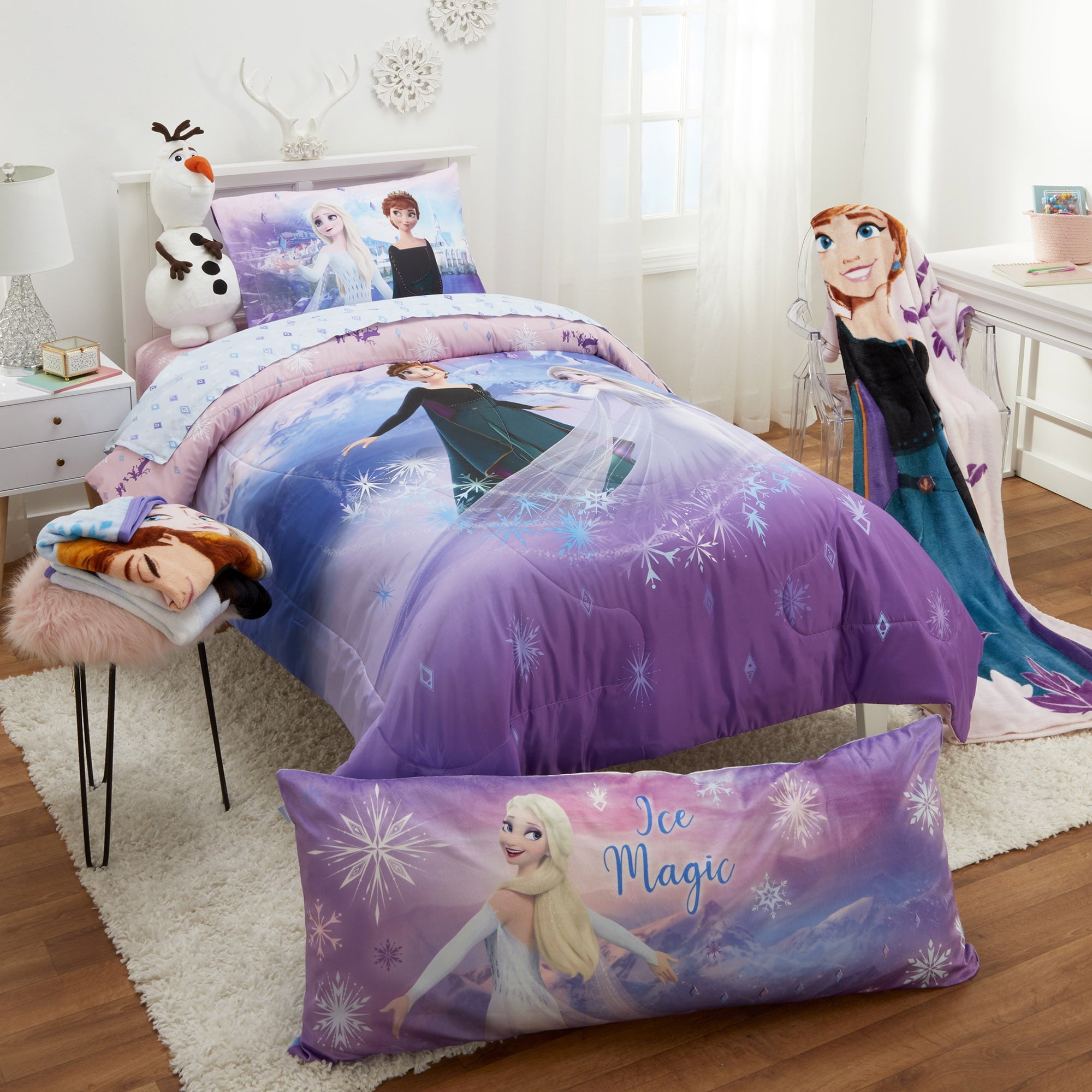 Disney Frozen Kids Fleece Throw Blanket， 46 x 60， Blue