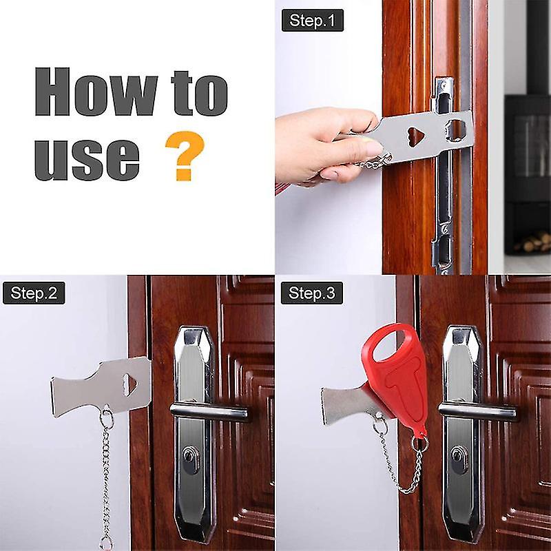 Portable Door Lock Travel Lock， Add Extra Lock For Security And Privacy， Strong And Sturdy Lock For Travel， Hotel， Apartment