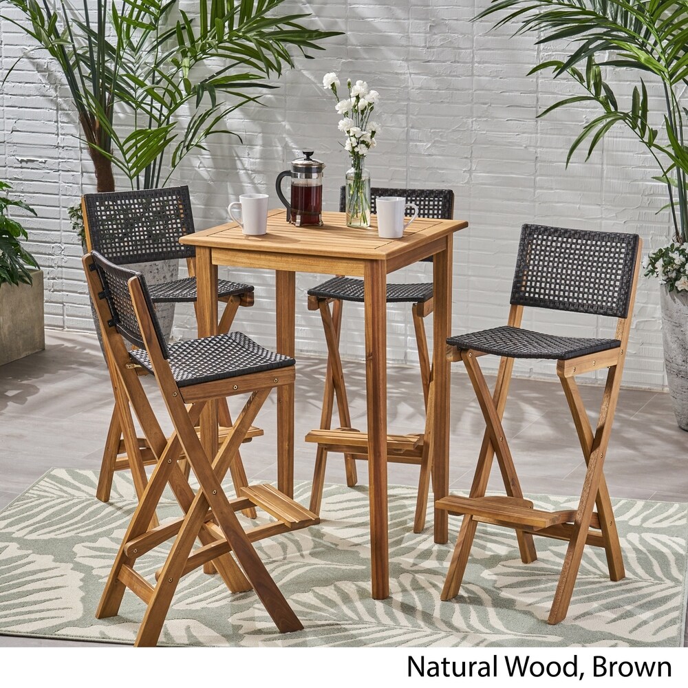 Polaris Wood and Wicker 5 piece Outdoor Bar Height Dining Set by Christopher Knight Home