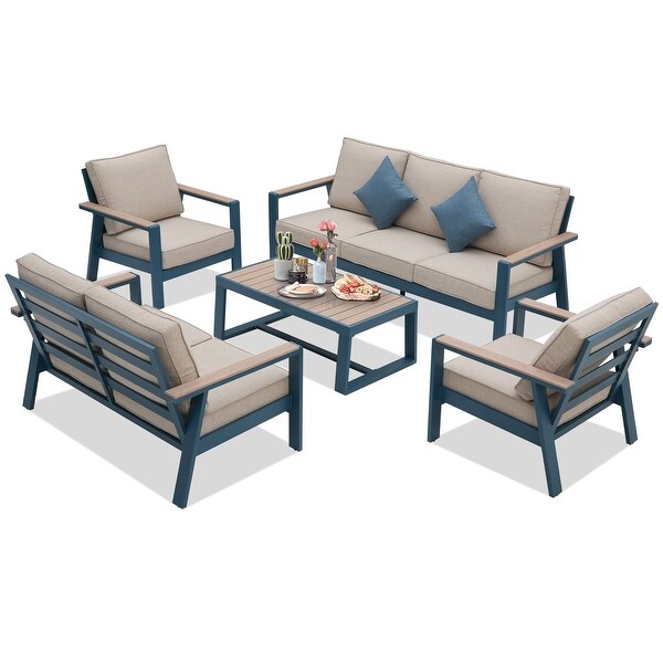 Zenova Aluminum Outdoor Sofa，Patio Sofa Sets，Patio Sectional Sofa Couch，Furniture Conversation Sets