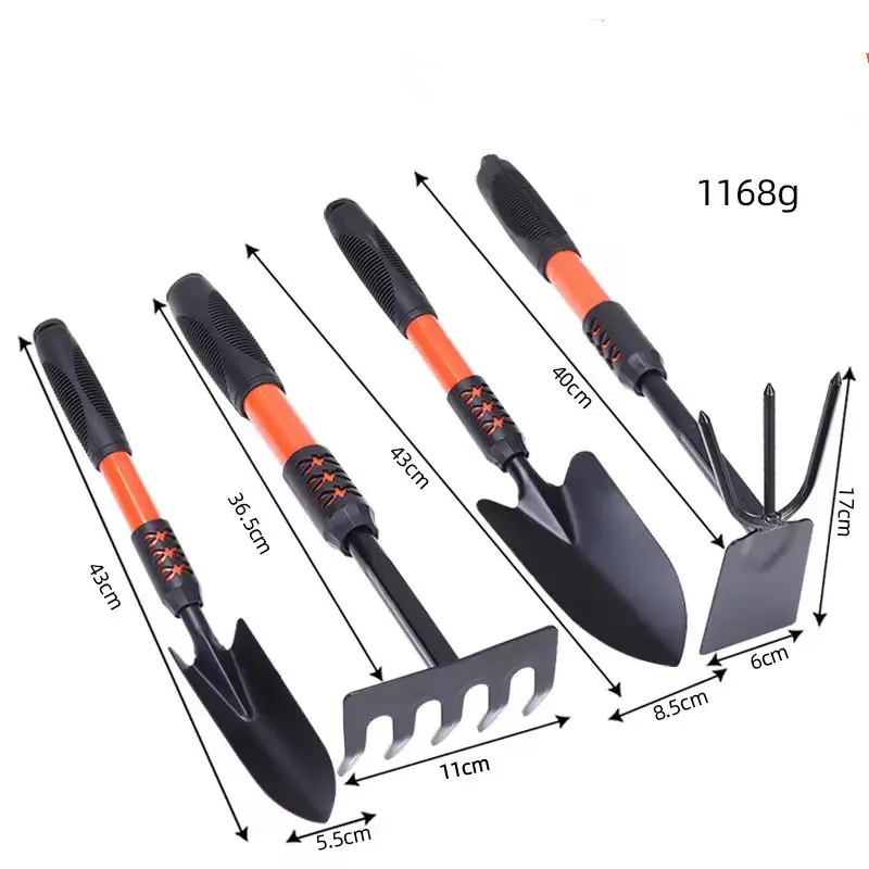 4 Piece Heavy Duty Gardening Tools  4 pieces set Soft Rubberized Non Slip Handle Durable Garden Hand Tools Set