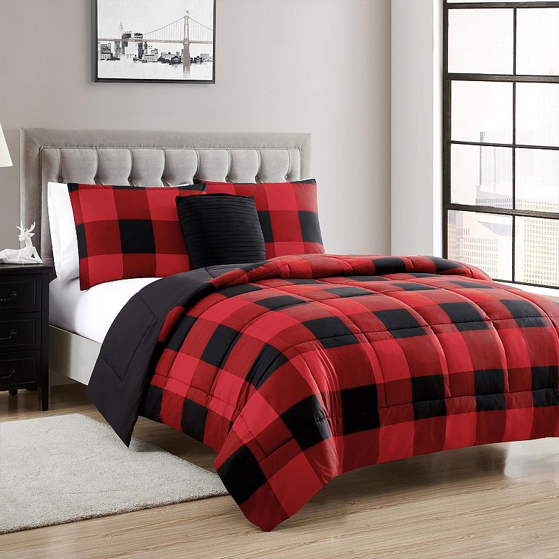 Sweethome Collection Buffalo Plaid Reversible Down-Alternative Comforter Set