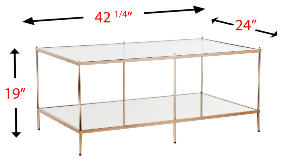 Contemporary Coffee Table  Metallic Golden Frame With Elegant Mirrored Shelf   Contemporary   Coffee Tables   by Decorn  Houzz